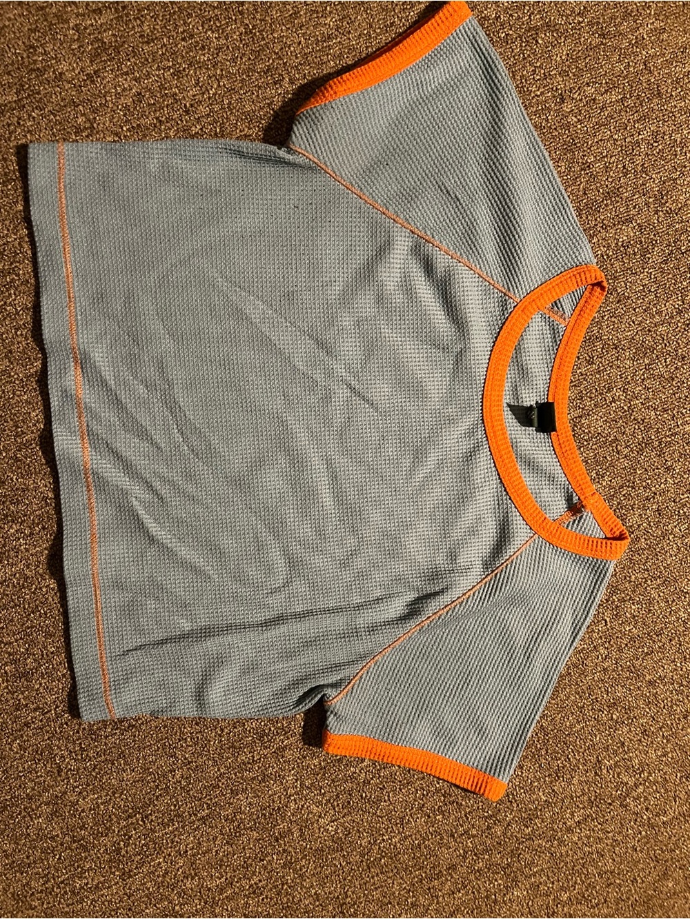 Wild Fable Blue Short-Sleeve Cropped Tee with Orange Trim